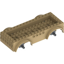Part 68446c01 - Vehicle, Base 8 x 16 x 2 1/2 with Mudguards, 4 x 14 Recessed Center with 5 Holes, and Dark Bluish Gray Wheels Holders