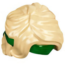 Part 69562pb01 - Minifigure, Hair Swept Back Tousled with Molded Green Bandana Headband Pattern