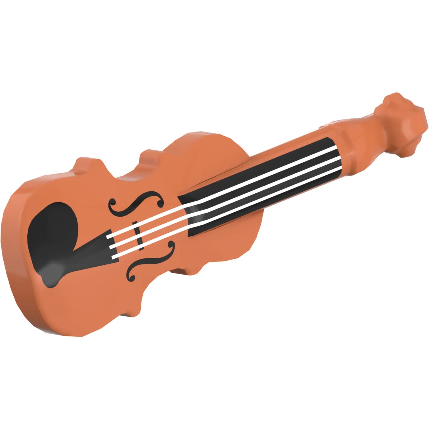Part 69947pb01 - Minifigure, Utensil Musical Instrument, Violin with Silver Strings and Black Fingerboard, F-holes, and Chin Rest Pattern