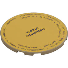 Part 7212pb006 - Tile, Round 6 x 6 with Plaque with Dark Brown 'WORLD CHAMPIONS' and World Cup Winners with Years on Gold Circle Pattern