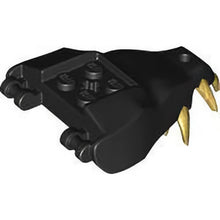 Part 72224pb01 - Dragon Head (Ninjago) Jaw with 2 Bar Handles on Back with Molded Gold Teeth Pattern