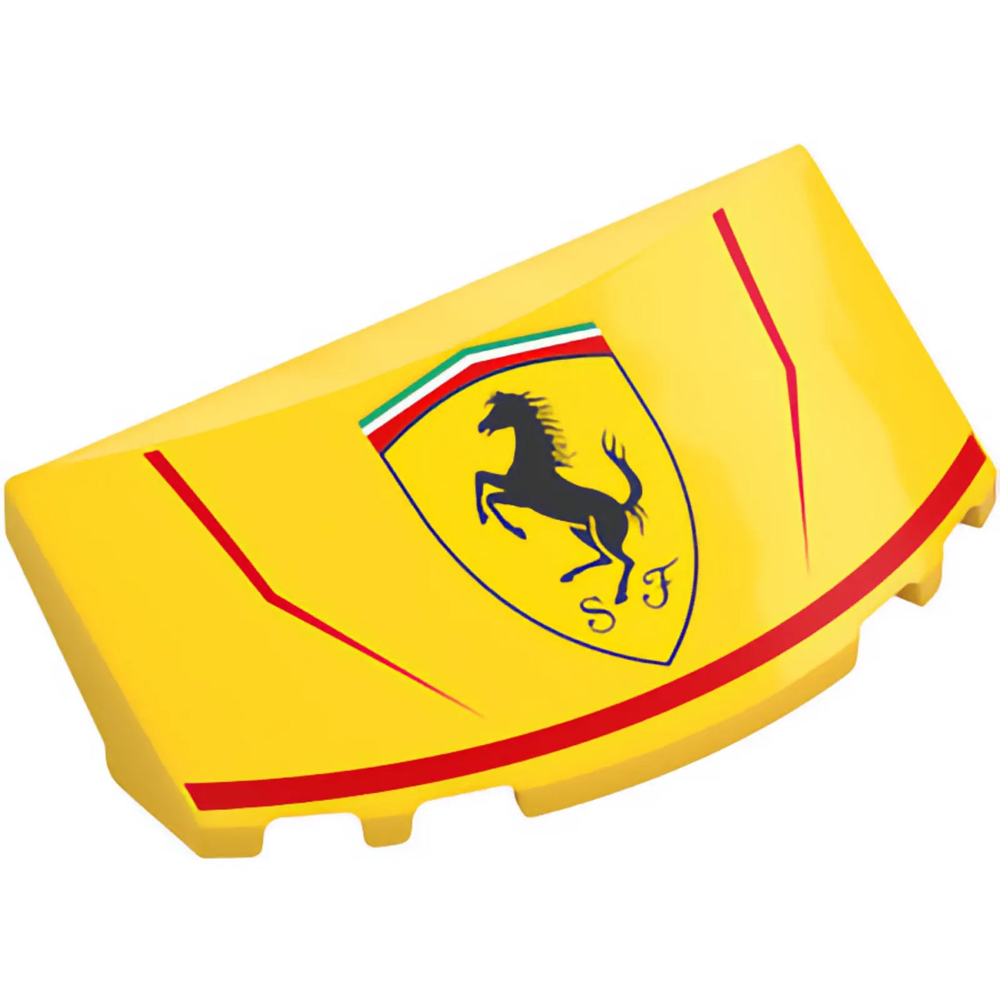 Part 7304pb02 - Windscreen 3 x 6 x 1 1/3 Curved with Red Stripes and Ferrari Logo Pattern
