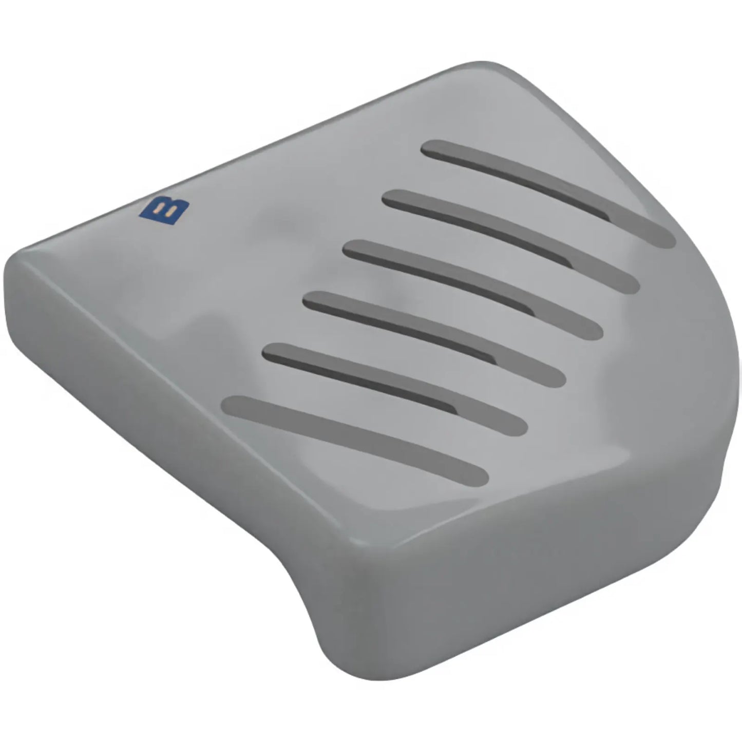 Part 7435pb01 - Brick, Round Corner 4 x 4 x 1 Curved Top with Dark Blue Capital Letter B and Dark Bluish Gray and Black Speaker Vents Pattern