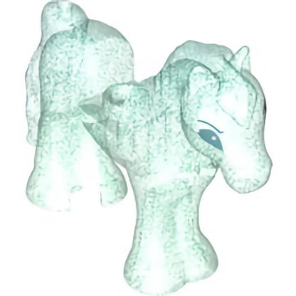 Part 75498pb01 - Horse / Pony, Friends with 1 x 1 Cutout with Metallic Light Blue Eyes and Eyebrows Pattern