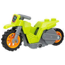 Part 75522pb03c01 - Stuntz Flywheel Motorcycle Dirt Bike with Dark Bluish Gray Frame, Orange Wheels, and Dark Bluish Gray Handlebars with Metallic Light Blue Bear Skull on Magenta Splotch Pattern