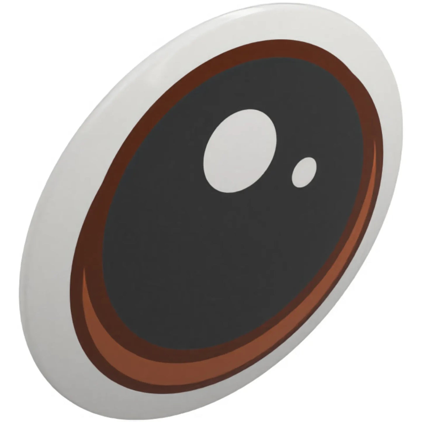 Part 75902pb36 - Minifigure, Shield Circular / Round Convex Face with Black Eye with Glints, Reddish Brown and Dark Orange Iris Pattern (Gizmo Eye)