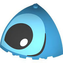 Part 76776pb002R - Brick, Round Corner 5 x 5 x 3 1/3 Dome Top with Medium Azure Eye, Black Eyebrow and Pupil and White Glint Pattern Model Right Side