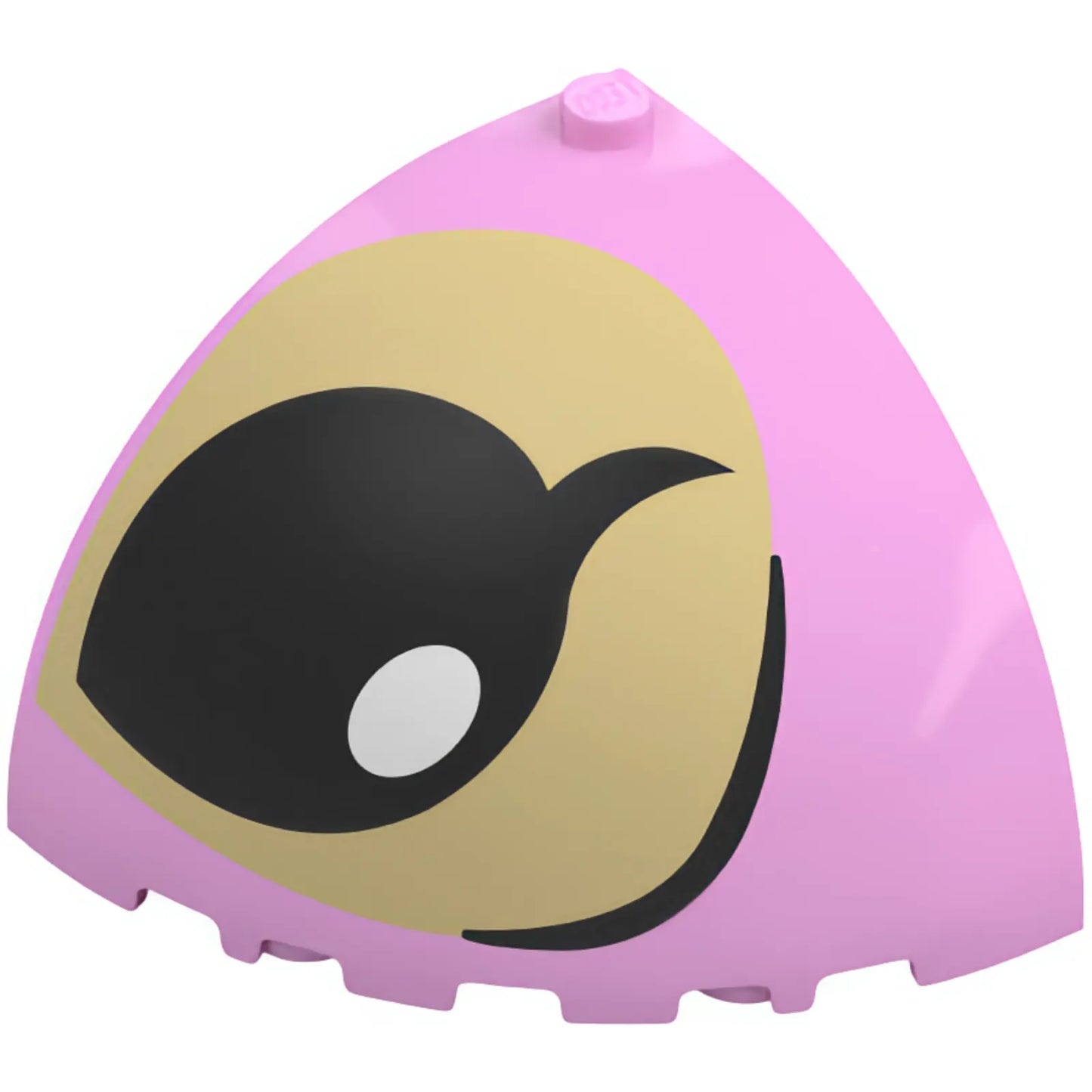 Part 76776pb003R - Brick, Round Corner 5 x 5 x 3 1/3 Dome Top with Tan Patch, Black Eyebrow and Eye Open with White Glint Pattern Model Right Side