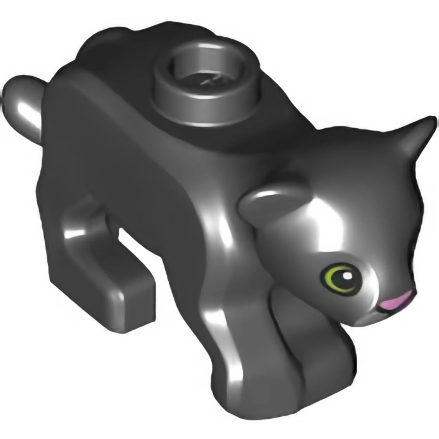 Part 77307pb03 - Lion Baby Cub with Bright Pink Nose, Light Bluish Gray Muzzle, and Lime Rings around Eyes Pattern (Panther Tendi)