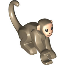 Part 77864pb01 - Monkey with Molded Light Nougat Face and Ears, Printed Black Eyes, Nostrils, and Mouth Pattern