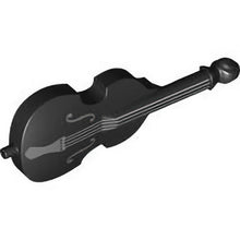Part 80444pb02 - Minifigure, Utensil Musical Instrument, Double Bass with Light Bluish Gray Tailpiece and F Holes and Silver Strings Pattern