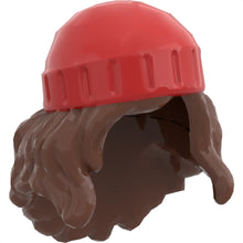 Part 80577pb03 - Mini Doll, Hair Combo, Hair with Hat, Long Wavy with Molded Red Beanie Pattern