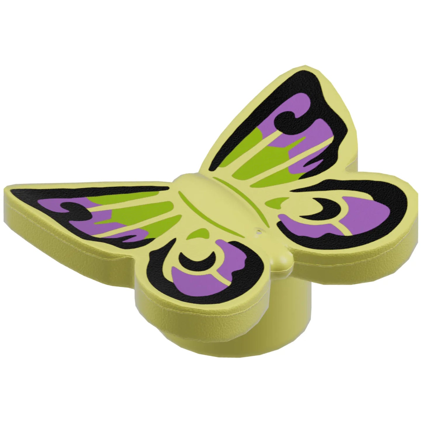 Part 80674pb01 - Butterfly with Stud Holder with Black, Medium Lavender, and Lime Wings Pattern