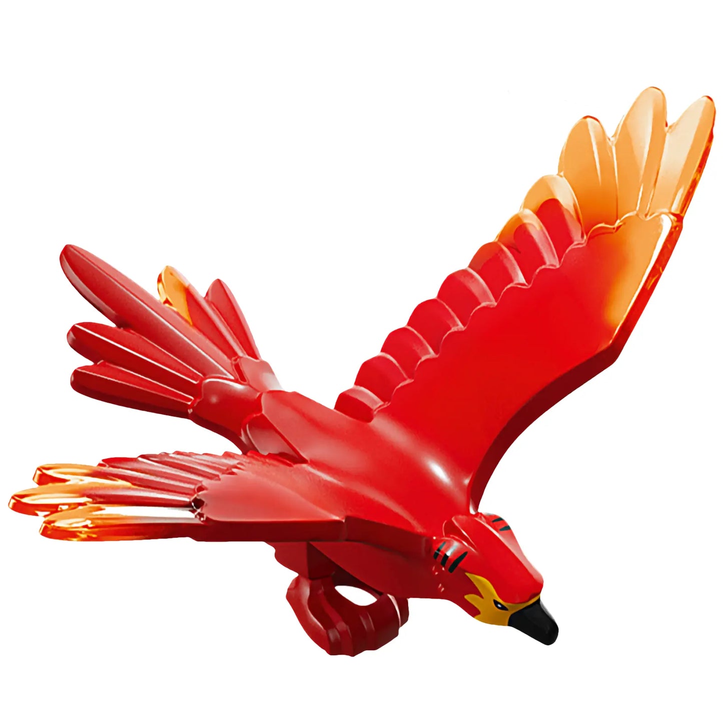 Part 8068pb01 - Phoenix, Spread Wings with Marbled Trans-Orange Feathers and Printed Black Beak, Eyes and Stripes, Bright Light Orange Face Pattern (HP Fawkes)