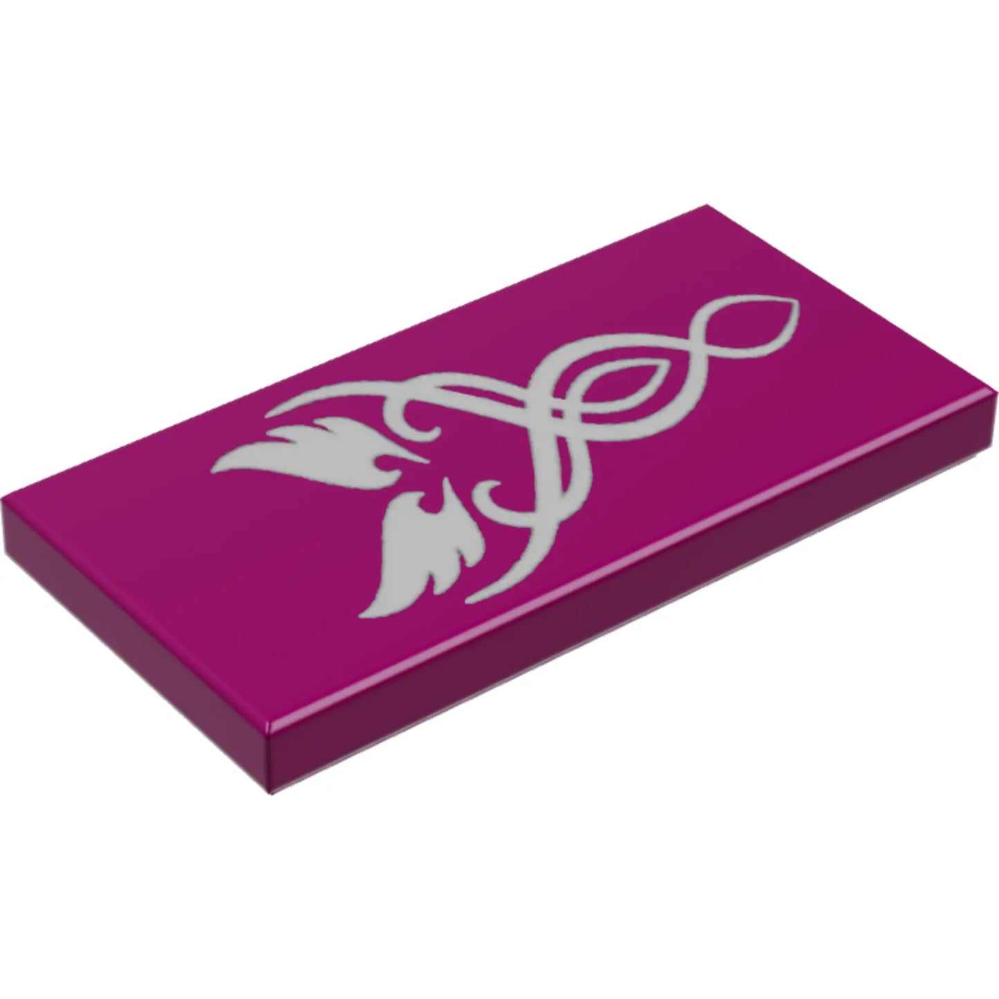 Part 87079pb0246 - Tile 2 x 4 with 2 White Wings and Swirls Pattern (Sticker) - Set 41078