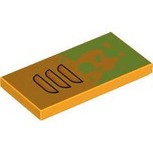 Part 87079pb1466 - Tile 2 x 4 with Lime Paint Splotches and Air Vent with Orange Highlights and Black Outlines Pattern