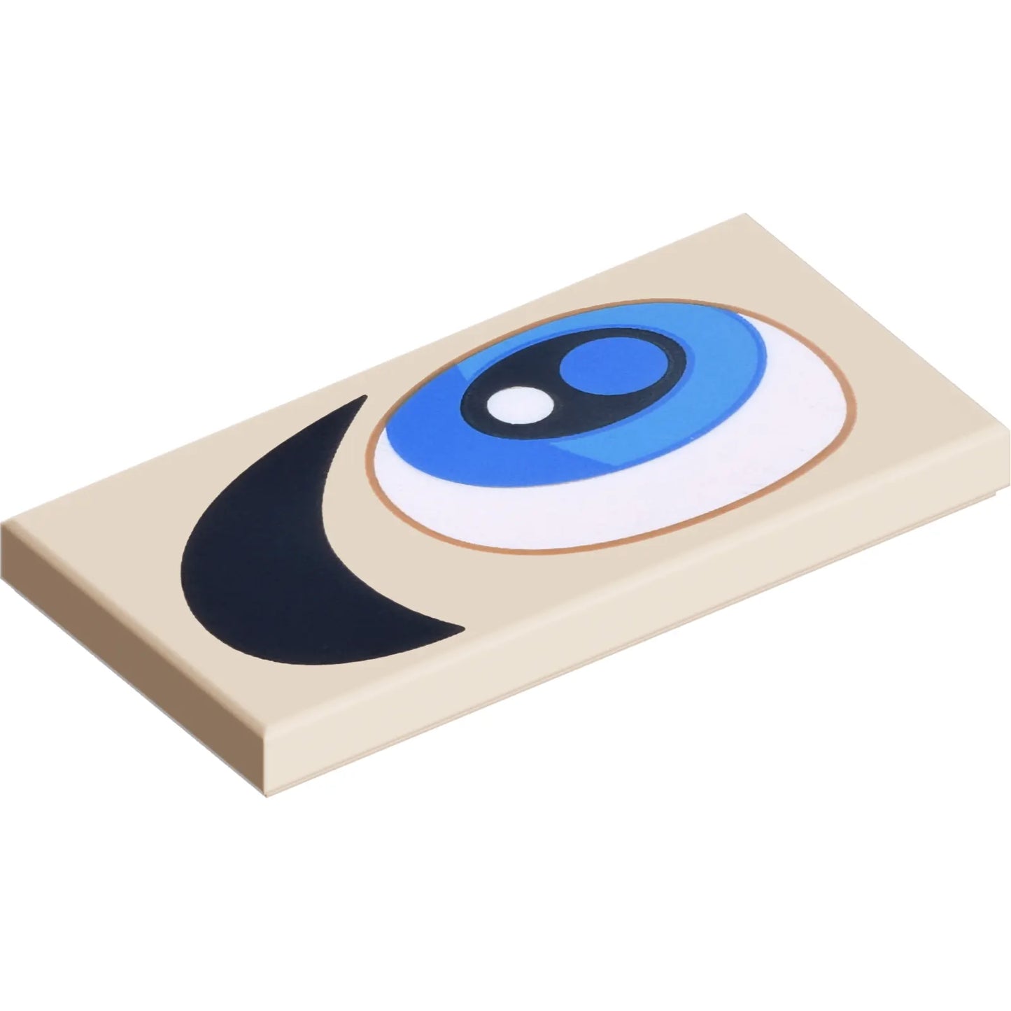 Part 87079pb1516R - Tile 2 x 4 with White, Blue and Dark Azure Eye and Thick Black Eyebrow Pattern Model Right Side (Super Mario Eye)