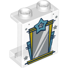 Part 87552pb057 - Panel 1 x 2 x 2 with Side Supports - Hollow Studs with Silver Vanity Mirror and Stars Pattern