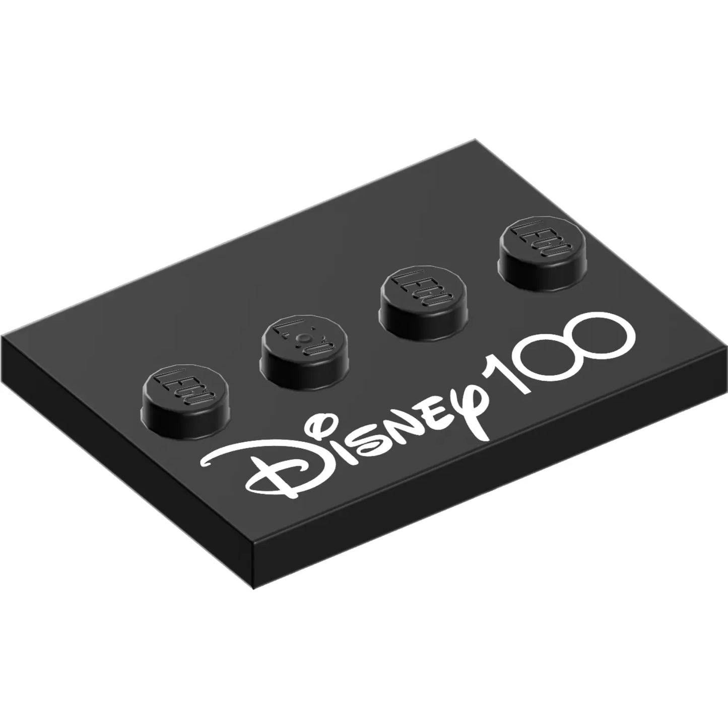 Part 88646pb011 - Tile, Modified 3 x 4 with 4 Studs in Center with Silver 'Disney 100' Pattern