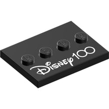 Part 88646pb011 - Tile, Modified 3 x 4 with 4 Studs in Center with Silver 'Disney 100' Pattern