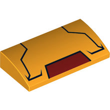 Part 88930pb075 - Slope, Curved 2 x 4 x 2/3 with Bottom Tubes with Black Lines and Dark Red Trapezoid Pattern