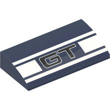 Part 88930pb095 - Slope, Curved 2 x 4 x 2/3 with Bottom Tubes with 'GT' and White Stripes Pattern