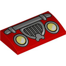 Part 88930pb148 - Slope, Curved 2 x 4 x 2/3 with Bottom Tubes with Car Headlights, Silver Bumper and Grille with Mickey Mouse Logo Pattern