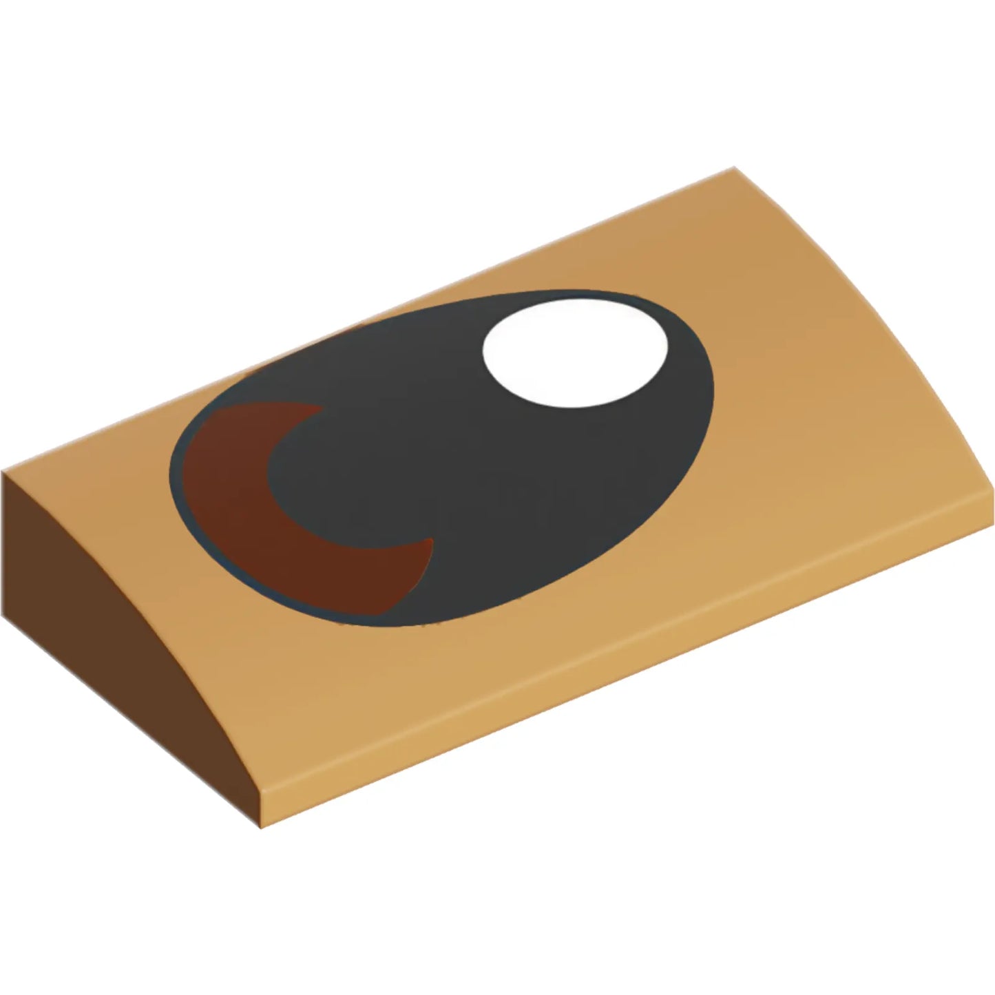 Part 88930pb209L - Slope, Curved 2 x 4 x 2/3 with Bottom Tubes with Black Eye, White Glint and Reddish Brown Pupil and Brow Pattern Model Left Side (Pokémon Eevee Eye)