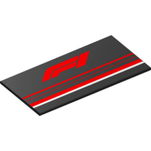 Part 90498pb53 - Tile 8 x 16 with Bottom Tubes, Textured Surface with Formula 1 Logo Stylized 'F1' over Red and White Stripes Pattern