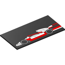 Part 90498pb54L - Tile 8 x 16 with Bottom Tubes, Textured Surface with Red and White LEGO Formula 1 Race Car Profile Pattern Model Left Side