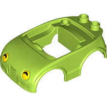 Part 92014pb06 - Duplo Car Body with 2 Studs on Back and Yellow Headlights with Black Shadow Pattern (fits over Car Base 2 x 4)