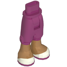 Part 92251c00pb03 - Mini Doll Hips and Trousers Cropped with Medium Nougat Legs and White Shoes with Magenta Soles Pattern - Thick Hinge