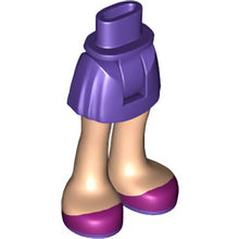 Part 92252c00pb007 - Mini Doll Hips and Skirt, Light Nougat Legs and Dark Purple and Magenta Shoes Pattern - Thick Hinge