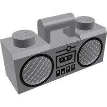 Part 93221pb03 - Minifigure, Utensil Radio Boom Box with Bar Handle with Black Cassette Player, Switches and Rimmed Speakers Pattern