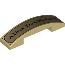 Part 93273pb165 - Slope, Curved 4 x 1 x 2/3 Double with Black 'Albus Dumbledore' on Gold Plaque Pattern