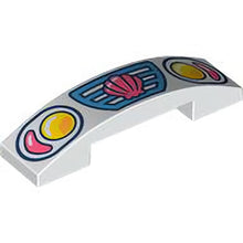 Part 93273pb200 - Slope, Curved 4 x 1 x 2/3 Double with Dark Azure Car Front Grille with Coral Clam Shell and Yellow and Bright Light Orange Headlights Pattern