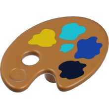 Part 93551pb02 - Minifigure, Utensil Paint Palette with Yellow, Medium Azure, Blue, and Dark Blue Paint Splotches Pattern