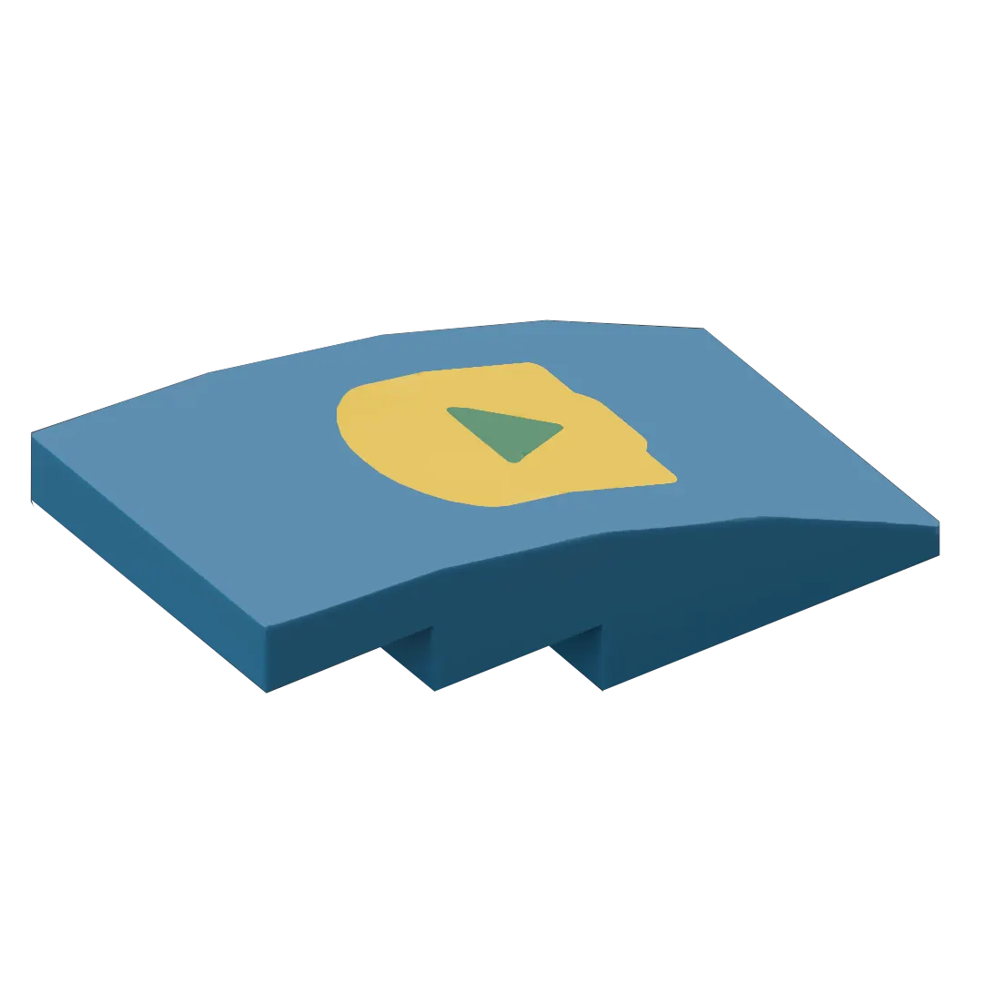 Part 93606pb069 - Slope, Curved 4 x 2 with Triangle on Yellow Background Pattern (BOOST Play Button)