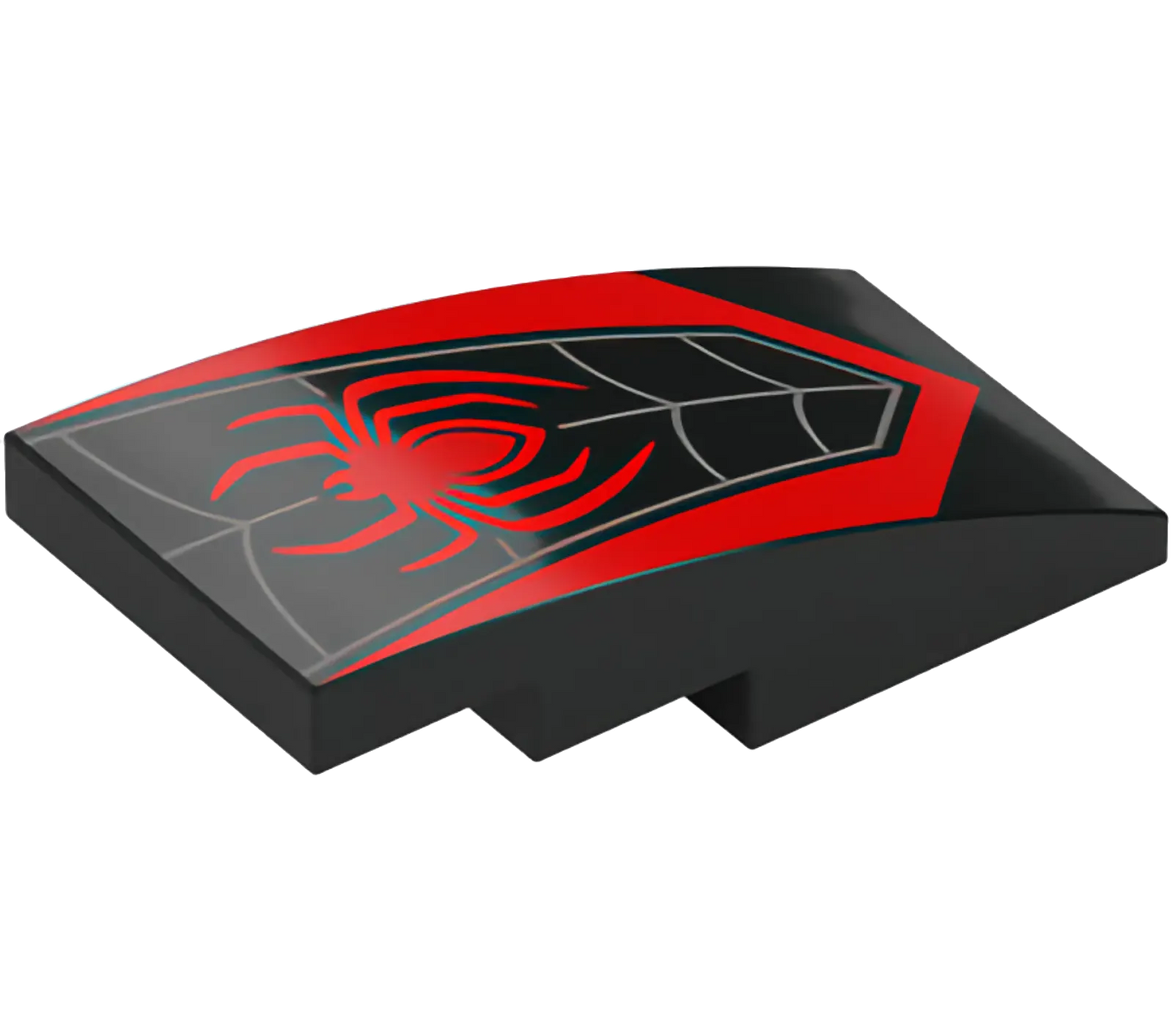 Part 93606pb172 - Slope, Curved 4 x 2 with Red Spider and Dark Bluish Gray Web Pattern