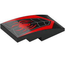 Part 93606pb172 - Slope, Curved 4 x 2 with Red Spider and Dark Bluish Gray Web Pattern