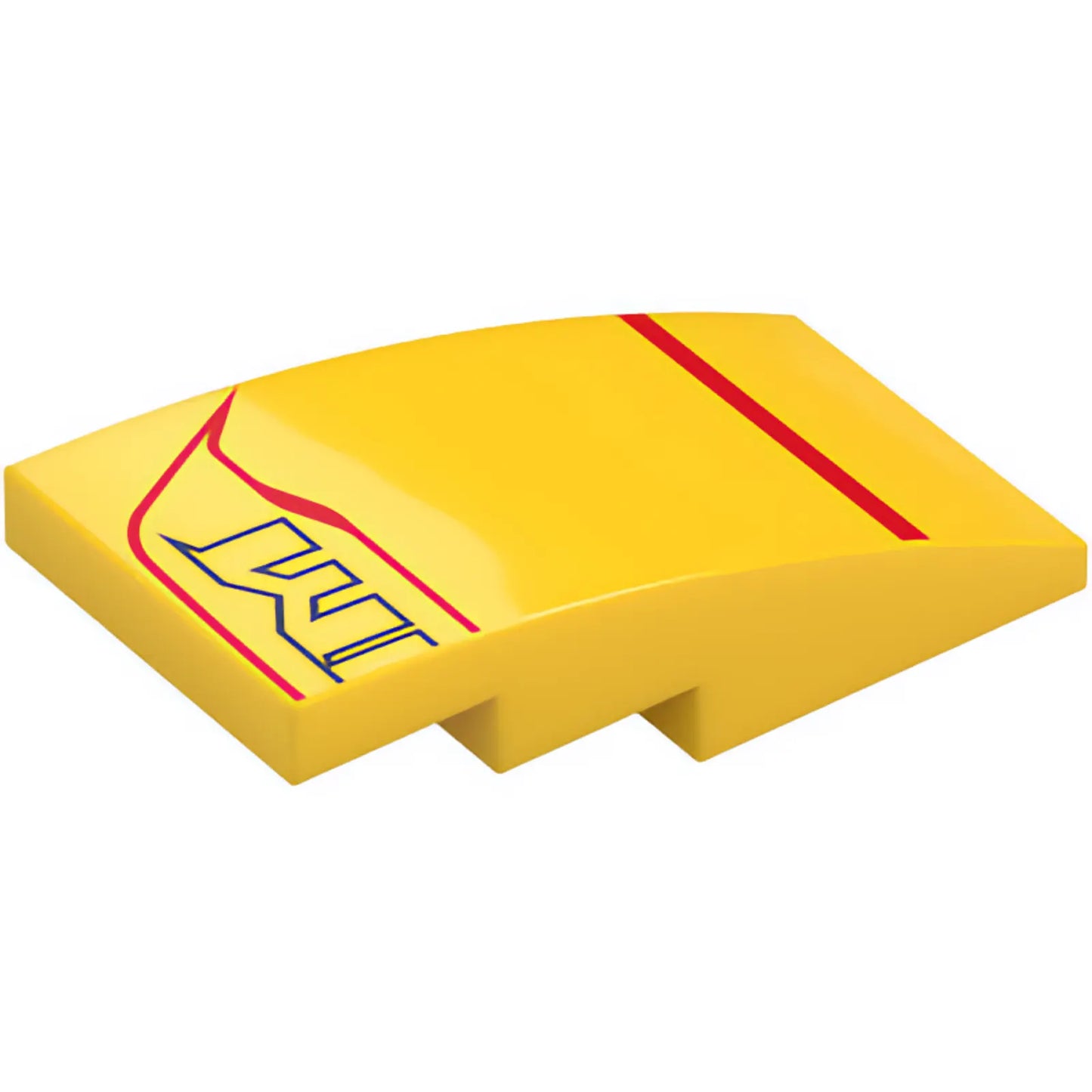 Part 93606pb233R - Slope, Curved 4 x 2 with Red Stripes and Black 'M' (HAM) Logo Pattern Model Right Side
