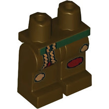 Part 970c00pb0931 - Hips and Legs with Green Belt, Medium Nougat Ropes and Patches, Dark Red Patches Pattern
