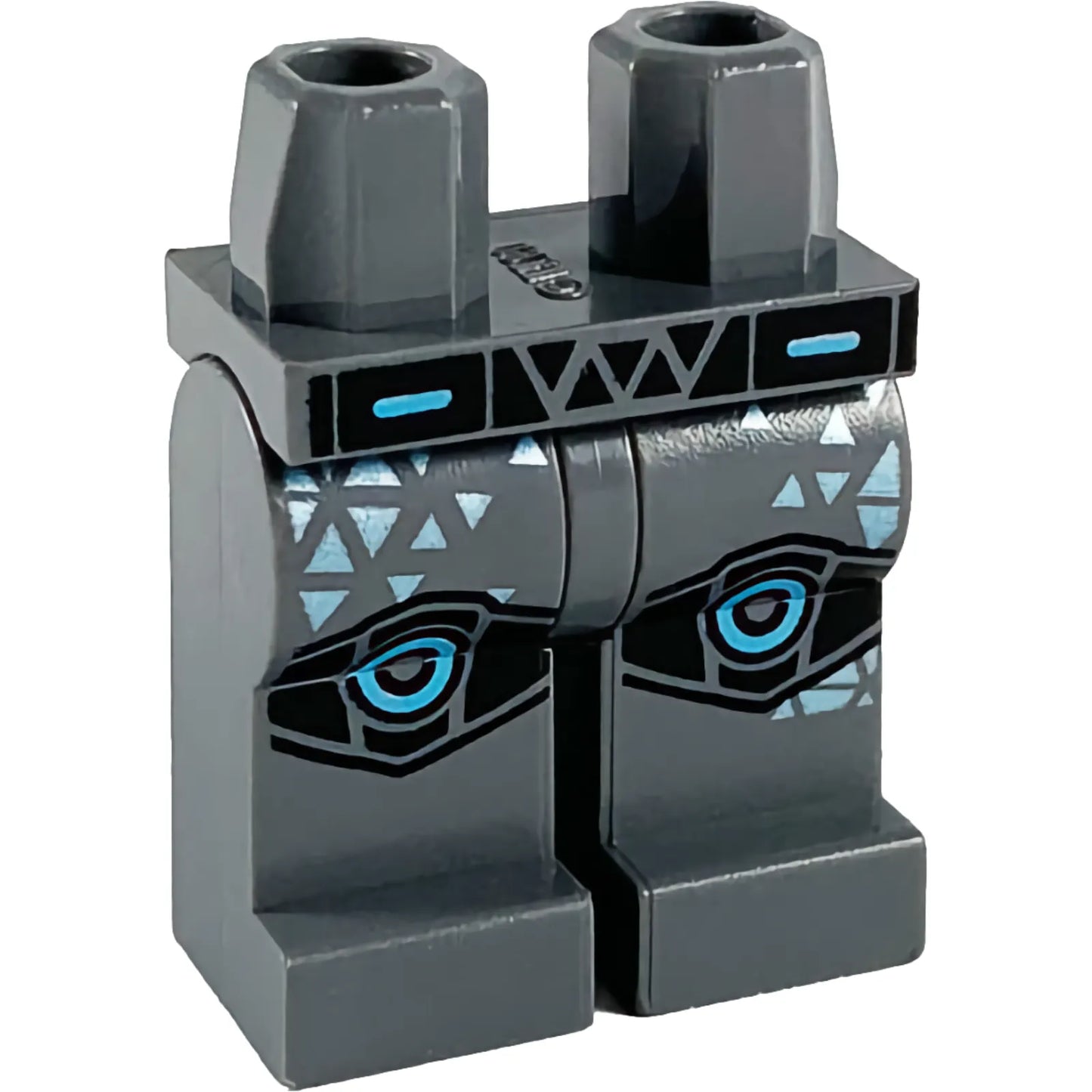 Part 970c00pb1054 - Hips and Legs with Black Belt and Knee Pads, Metallic Light Blue Triangles Pattern