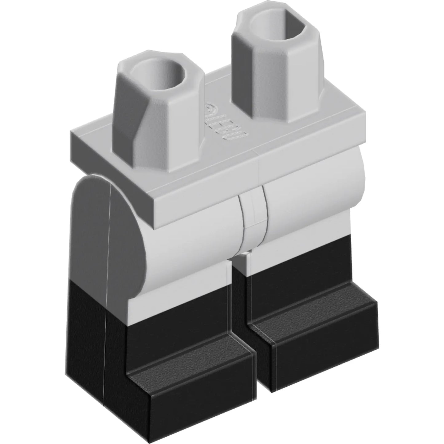 Part 970c00pb1568 - Hips and Legs with with Molded Black Lower Legs / Boots and Printed Dark Bluish Gray Line (Trench Coat Trim) Pattern