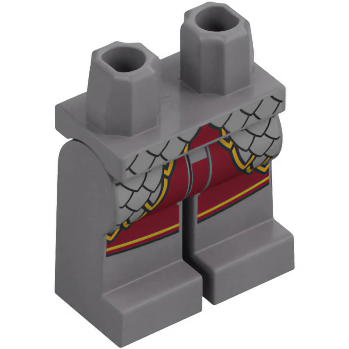 Part 970c00pb1762 - Hips and Legs with Silver Armor over Dark Red Surcoat with Gold Trim Pattern