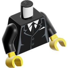 Part 973pb0322c01 - Torso Suit with 2 Buttons, Gray Sides, Gray Centerline and Tie Pattern / Black Arms / Yellow Hands