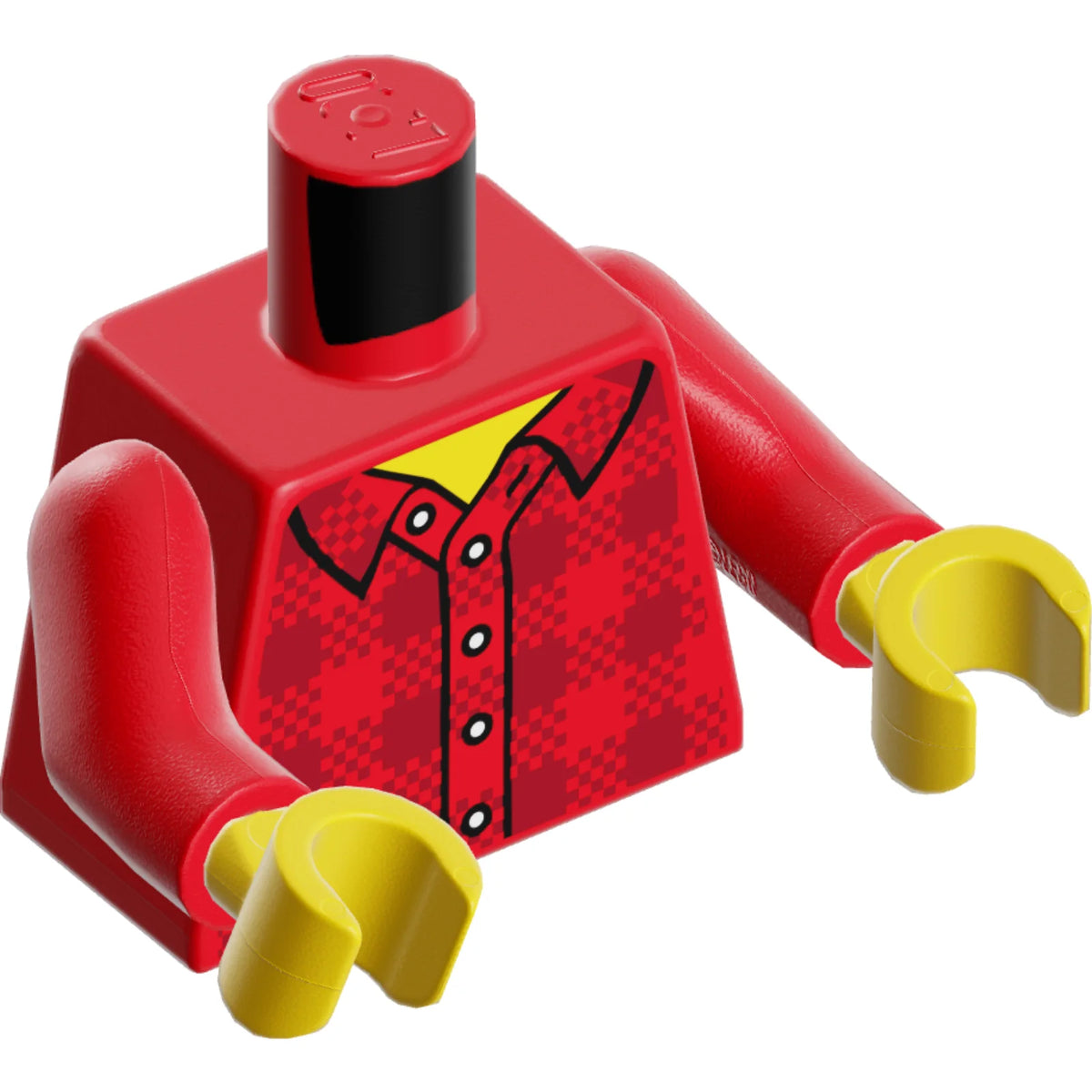 Part 973pb2343c01 - Torso Plaid Flannel Shirt with Collar and 5 Buttons Pattern / Red Arms / Yellow Hands