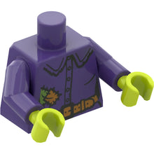 Part 973pb3530c01 - Torso Female Shirt with Buttons, Orange Belt, Buckle, Lime and Orange Patches Pattern (BAM) / Dark Purple Arms / Lime Hands