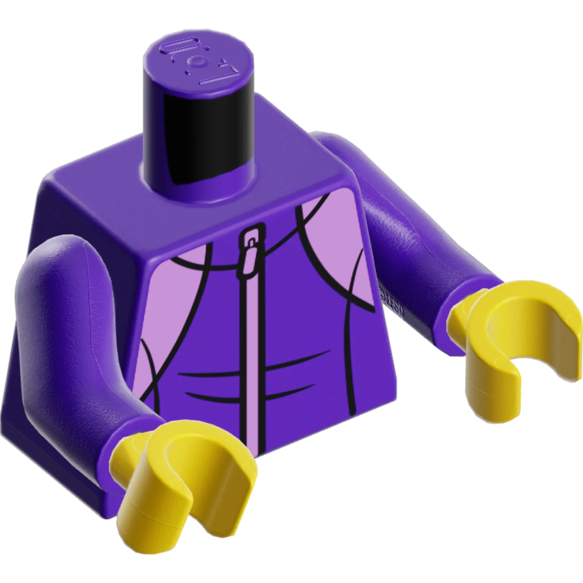 Part 973pb3546c01 - Torso Tracksuit with Medium Lavender Zipper and White Mountain Logo on Back Pattern / Dark Purple Arms / Yellow Hands