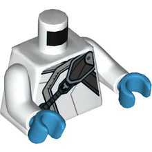 Part 973pb3612c01 - Torso Ninjago Robe with Light Bluish Gray Hem and Pearl Dark Gray Shoulder Harness Pattern / White Arms / Dark Azure Hands